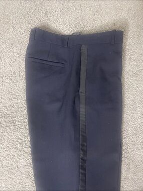 H&M Men's Dark Navy Dress Pants with Black Satin Stripe
